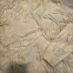 Cream Fringe Women's Sweater NWOT size s/m